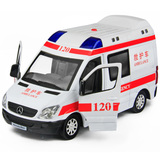 儿童120救护车玩具模型合金回力小汽车奔驰救护车警车声光可开门