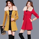 2015冬装女装蘑菇街唯品会韩版韩范羊绒尼子大衣中长款毛呢外套