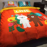 全棉LINE纯棉卡通儿童布朗熊可妮兔三四件套床上用品被套床单床笠