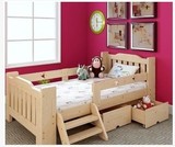 儿童床 实木单人床小孩床带护栏抽屉男孩女孩床松木床可定制特价