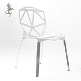 几何镂空全铝金属椅休闲椅酒店新中式餐椅现代简约极简创意设计师