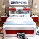 孩彩漆床1米1.2米1.5米单人床储物床实木儿童床创意公主床男孩女