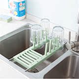 厨房用品加厚塑料可伸缩水槽置物架碗碟架创意多功能沥水杯架挂架