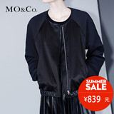 MO&Co.摩安珂女士外套拉链长袖开衫印花拼接欧美风M143COT39 moco