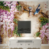 电视墙背景墙纸客厅中式古典花鸟壁纸卧室无纺布3D立体无缝壁画