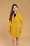 伊莎蒂妮黄色M8138 正品2015最新款修身显瘦高档双面羊绒女款大衣