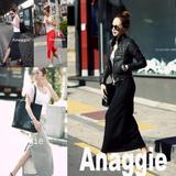 品牌Anaggie夏春秋冬季新款长款半身裙长裙包臀厚棉欧美修身开叉