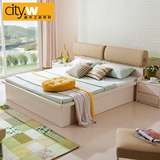 城市之窗淡泊简约现代板式床1.8米双人床经济型1.5储物软靠高箱床