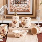 家居饰品结婚礼物创意实用欧式陶瓷装饰品摆件 卫浴五件套工艺品