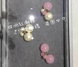 欧洲代购 迪奥Dior粉色透明水晶大小珠珠 双面可戴耳钉两用圆珠款