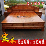 雕花实木床1.8米2双人床榆木结婚床中式板面大床仿古红木家具1.5