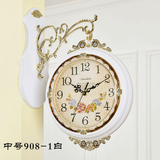 安纳贝尔双面挂钟客厅挂表两面钟表欧式白色静音装饰创意田园时钟
