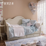 优梵艺术 UvanTeen美式儿童全实木沙发床白色单人小孩床环保家具