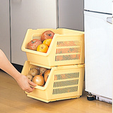 inomata日本进口 厨房蔬菜篮子 水果瓜果置物架 滚轮可叠加收纳筐