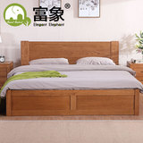 纯实木床1.8米双人床美式全实木单人床白橡木床高箱床1.5米储物床