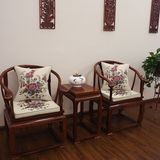 LELE中式古典棉麻刺绣花红木沙发坐垫仿古实木家具圈椅垫加厚海棉