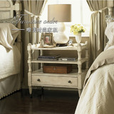 美式实木床头柜复古白做旧床边柜仿古白床头柜边几柜定制实木家具