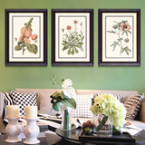 美式乡村装饰画 客厅沙发三联挂画 餐厅卧室二联竖版植物花墙壁画