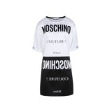 Moschino/莫斯奇诺黑白双色拼接LOGO长款T恤银泰爆款正品连衣裙