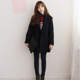 2015秋冬季新款韩版女装休闲拉链毛球连帽长袖毛呢短款外套女学生