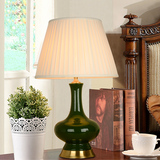 新中式陶瓷台灯现代简约美式 卧室书房床头客厅台灯全铜陶瓷台灯