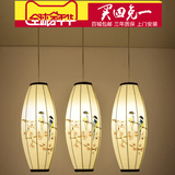 娇七新中式小吊灯手绘布艺简约梅花工装餐厅床头灯长灯具灯笼手工