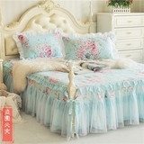 欧式韩版夏季全棉单件床裙床罩开叉纯棉床上用品四件套包邮