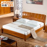 中格 现代中式全实木床 高端白蜡木真皮床 1.8米双人大床婚床