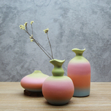景德镇手工陶瓷花瓶 彩虹花器花插三件套 现代家居艺术装饰品摆件
