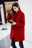 美如斯2015韩国羊绒大衣秋冬新款修身中长款版毛呢外套女呢子大衣