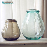 美第奇 水波花瓶 客厅欧式装饰品摆件 工艺品透明玻璃花瓶花艺
