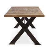 创意欧美复古铁艺实木餐桌会议桌书桌餐桌椅组合电脑桌办公桌长方