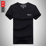 Afs Jeep/战地吉普青年男士纯棉圆领短袖t恤夏季纯色T恤休闲汗衫