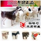 包邮泰国进口原创意立体手工彩绘陶瓷动物3D骨瓷马克杯子新年礼物