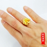 结婚黄金999玫瑰花款 24K女戒 新品沙金手工品 韩式光面花朵戒指