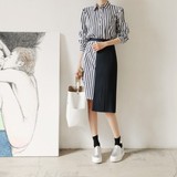 2016韩国东大门夏季新款个性百搭独特设计围裹式百褶半身围裙