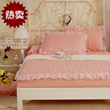 韩式花边蕾丝纯色加棉加厚床笠夹棉席梦思床垫保护套床罩床单1.8