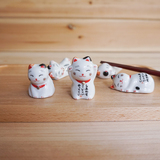 唯Nature zakka摆件日式和风陶瓷招财猫筷架筷枕托卡通筷托筷子架