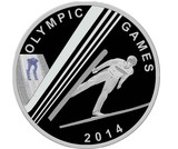 【海宁潮】塔吉克斯坦2014年索契冬奥跳跃滑雪1盎司精制加彩银币