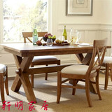 美式乡村实木餐桌椅原木长方形简约小户型纯实木餐桌特价包邮餐桌