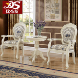 新款 欧式象牙白实木雕花咖啡桌椅组合 小户型餐厅休闲餐桌椅