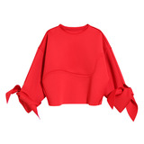欧美外单2015秋冬新款女大牌前卫廓型感纯黑红色长袖卫衣T恤上衣