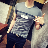 夏天韩版潮男士圆领短袖T恤青少年 简约学生修身打底衫半袖体恤