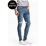 HM H&M专柜正品代购男装低腰水洗弹力紧身牛仔裤0397068001