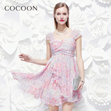 COCOON 2016夏新款专柜正品印花背心吊带真丝连衣裙子242F1020060