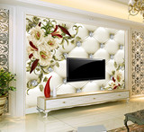 欧式软包立体大型壁画3d电视背景墙壁纸客厅卧室餐厅无缝百合墙布