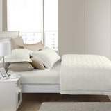 FRETTE外贸原单四件套意大利进口全天丝提花纯色白色套件床上用品