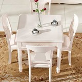 韩式田园小户型正方形实木餐桌椅组合白色简欧餐厅家具小方桌餐台