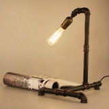 复古工业爱迪生灯泡书房灯酒吧咖啡厅卧房灯创意个性铁艺水管台灯
