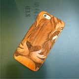STD定制LG G5保护壳G4 G3 G2手机套木质天然清香奢华雕刻实木老虎